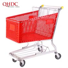 180L capacity trolley plastic shopping cart for supermarket use