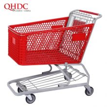Plastic 4 Wheel Shopping Trolley for Supermarket Equipment