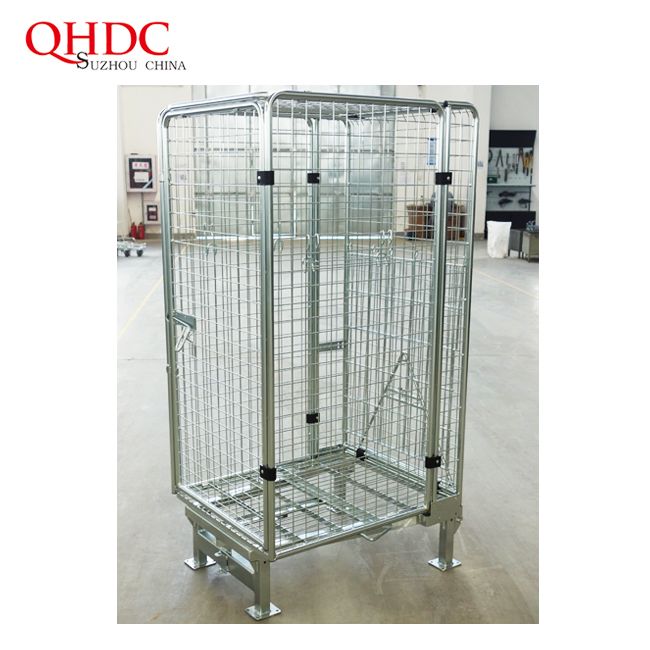 Industrial Galvanized Container Three Sided Open Front Mesh Pallet Steel Cage