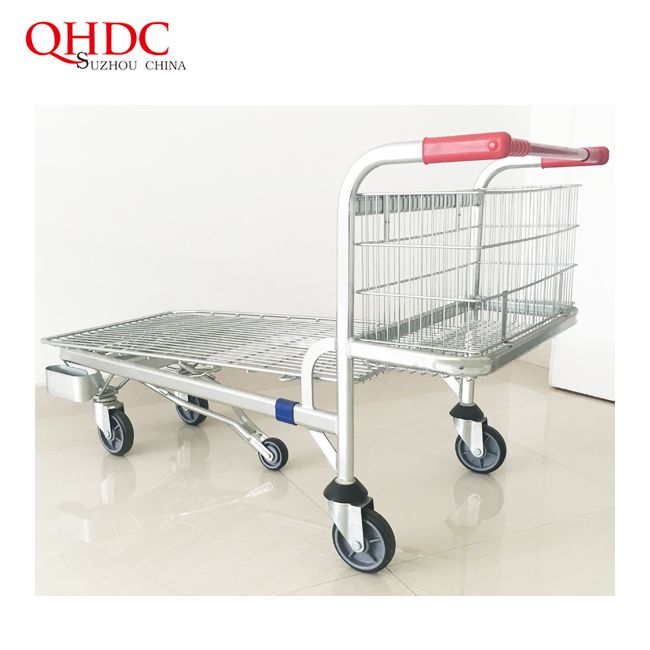 5 Big Wheels Flat Trolley Cart For Supermarket Goods Transport