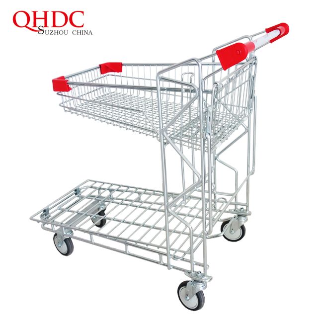 Steel Material And Mesh Structure Shopping Trolley Supermarket Carts