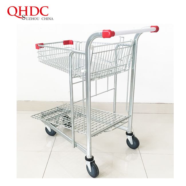 Zinc Plated Material And Shopping Usage Metal Trolley Supermarket Cart
