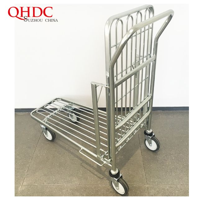 2 Tier Steel Folding Supermarket Trolley Carts