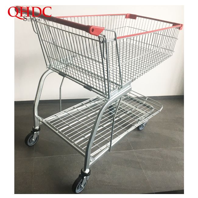 145L Metro Trolley 4 Wheels Hand Push Trolley Supermarket Shopping Cart With High Quality