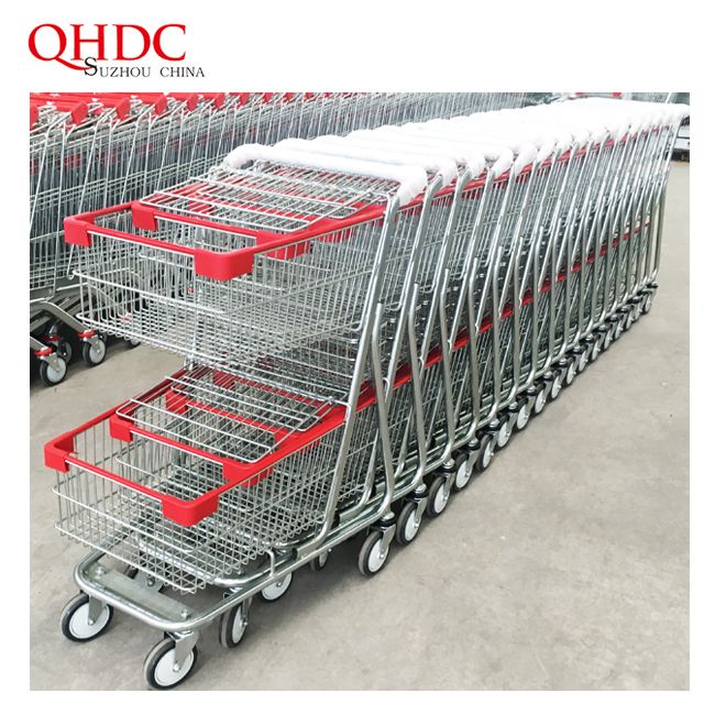 Factory Price Double Basket Metal Shopping Trolleys Carts Supermarket