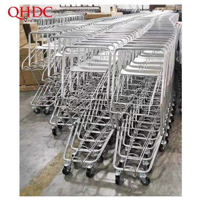 Two Tier Shopping Cart Supermarket Basket Holder Shopping Trolley by Chinese Factory