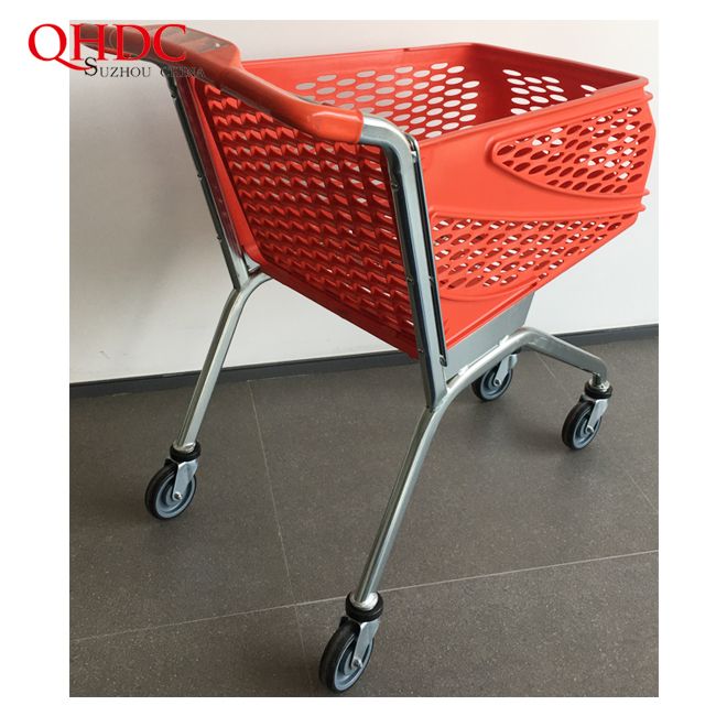european style 4 wheel supermarket plastic shopping cart trolley